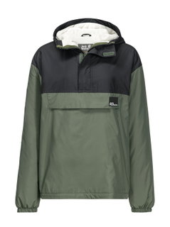 Jack Wolfskin Winterjacke Windbreaker Spirit Ins Smock (winddicht, wasserabweisend, gefüttert) grün Kinder (164-176)